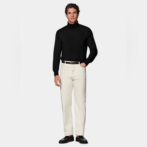 Suitsupply Men Off-White Straight Leg Jeans Size 33/32 Made In Italy Designer